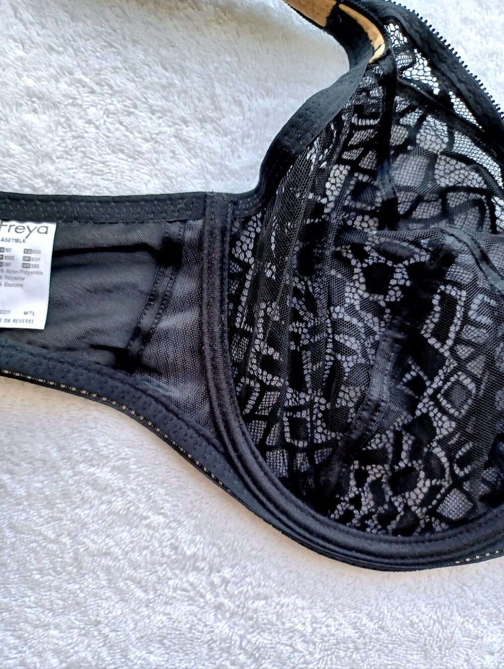 Freya Black Lace Underwire Bra, Size 38G - Picture 10 of 14